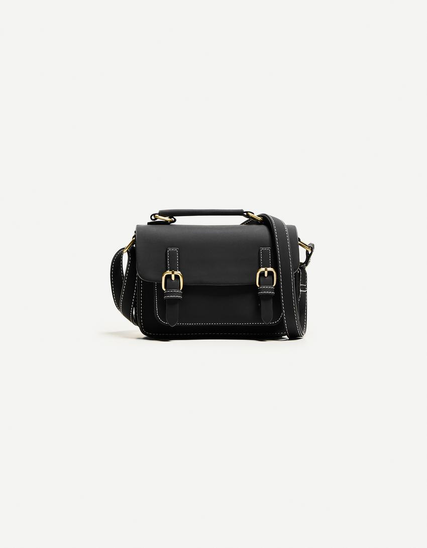 Crossbody bag with topstitching