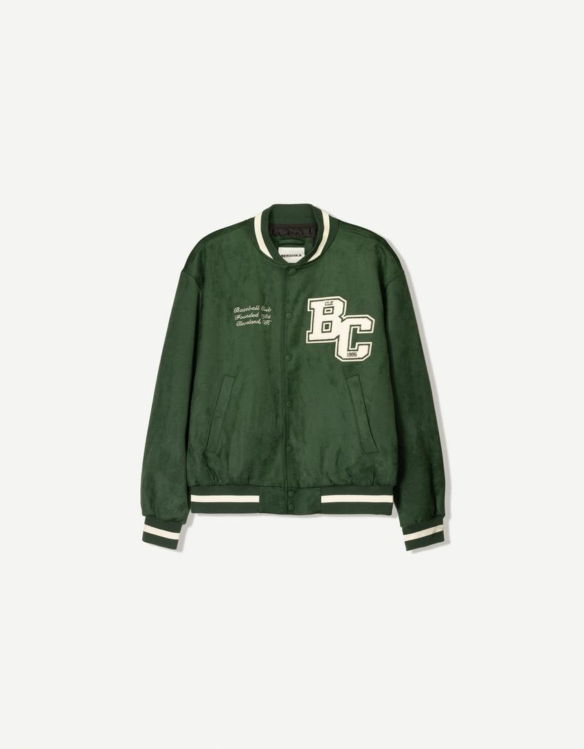 Cazadora varsity efecto suede-Verde-4