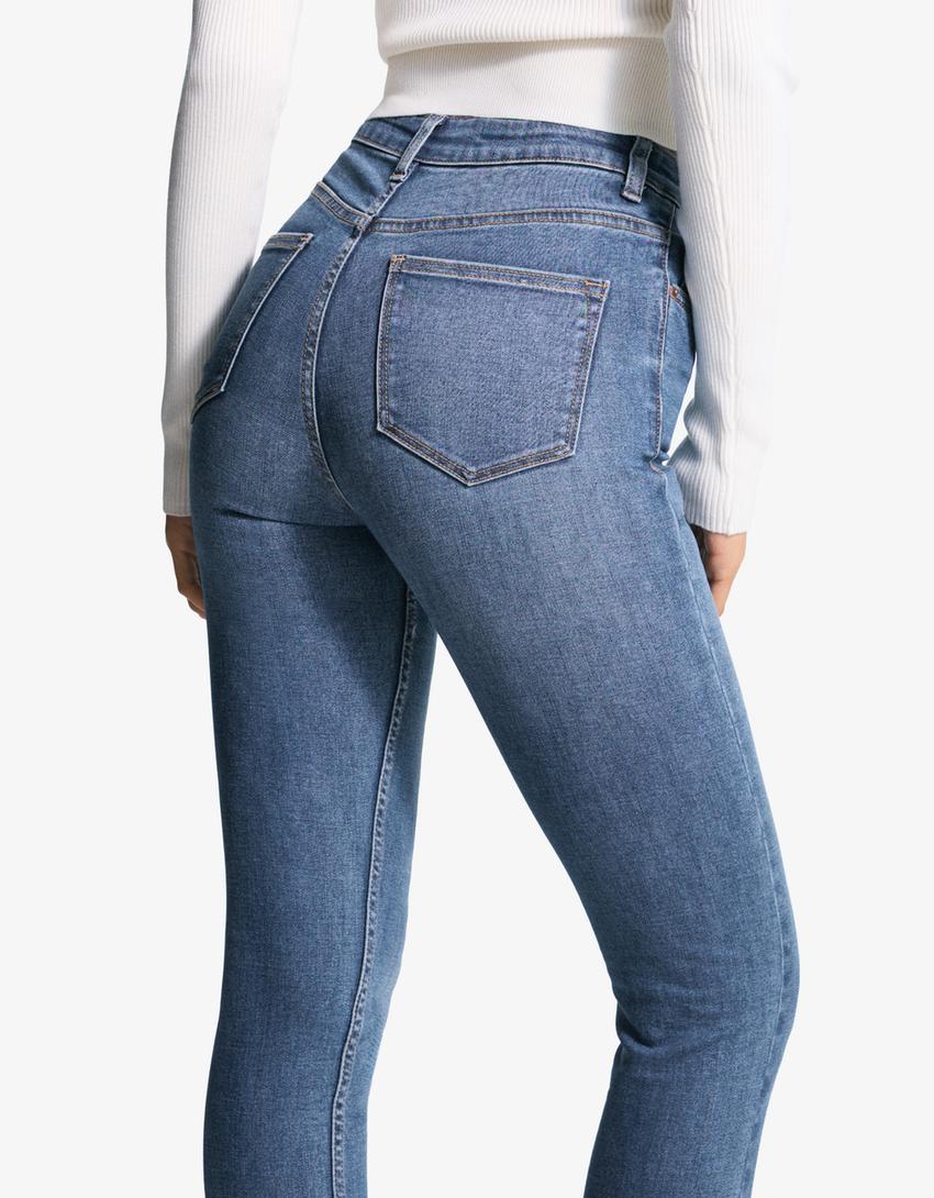 Super high-waist soft skinny jeans-Light blue