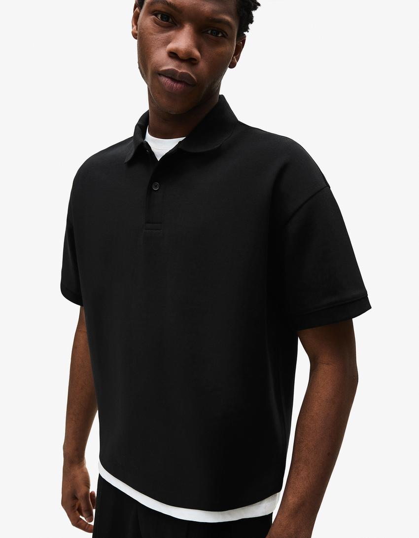 Polo mit kurzen Ärmeln-Schwarz