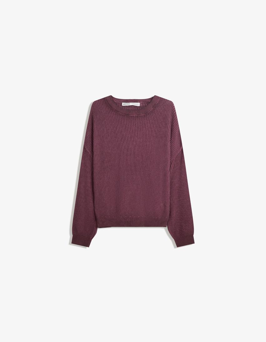 Boxy fit sweater-Burgundy