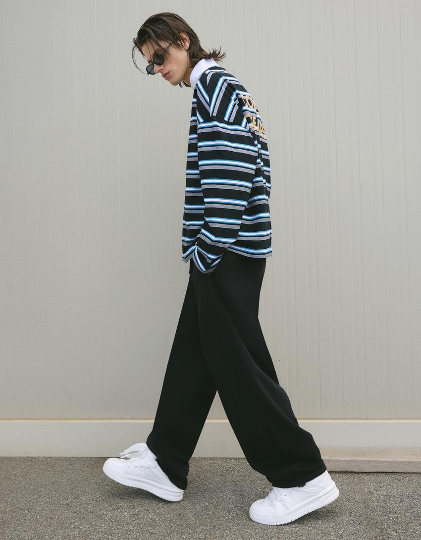 Skater sneakers met dikke zool-Wit
