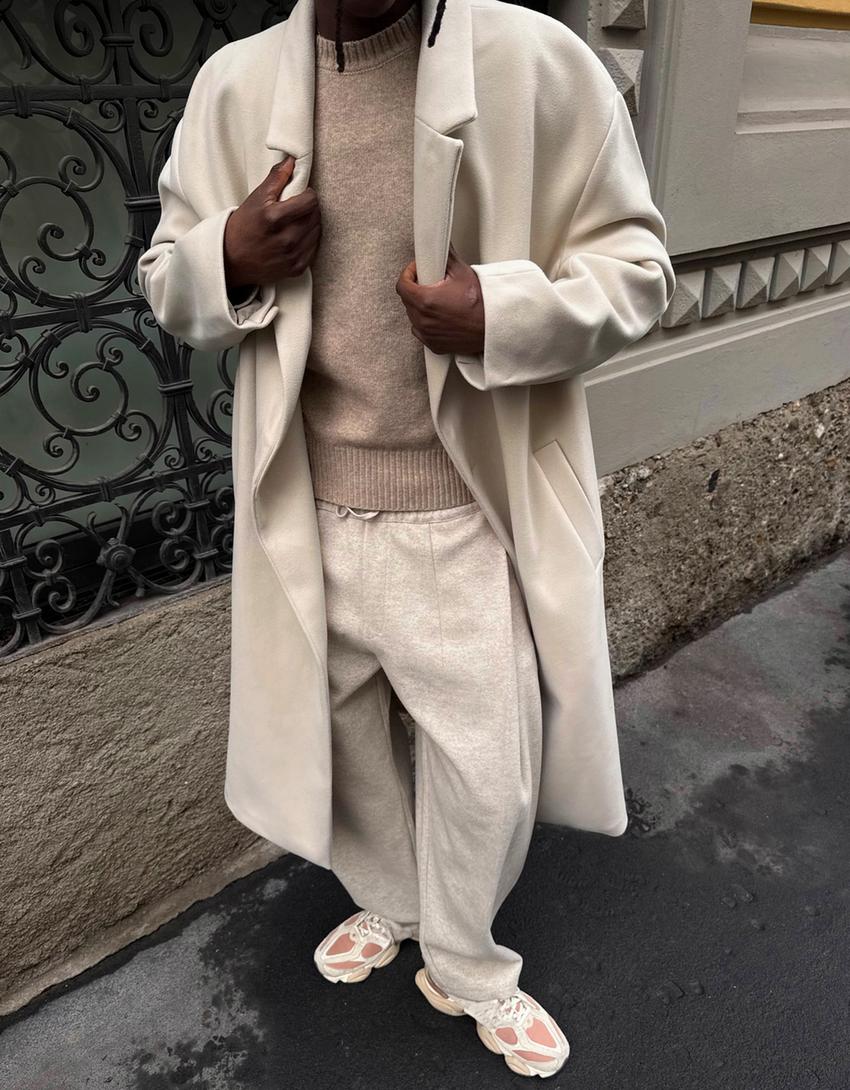 Abrigo paño cruzado-Arena