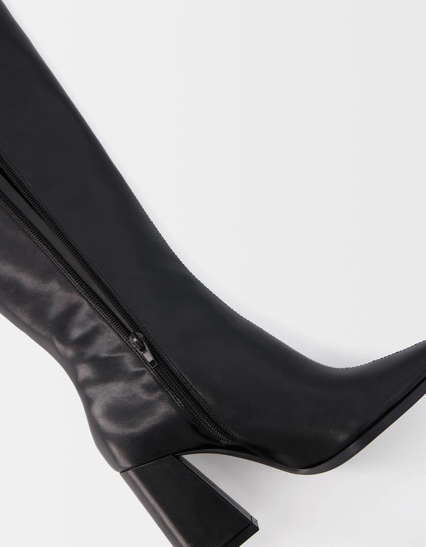 Block heel boots-BLACK