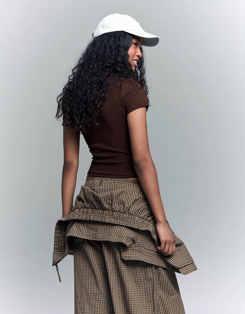 Футболка с принтом-Κоричневый