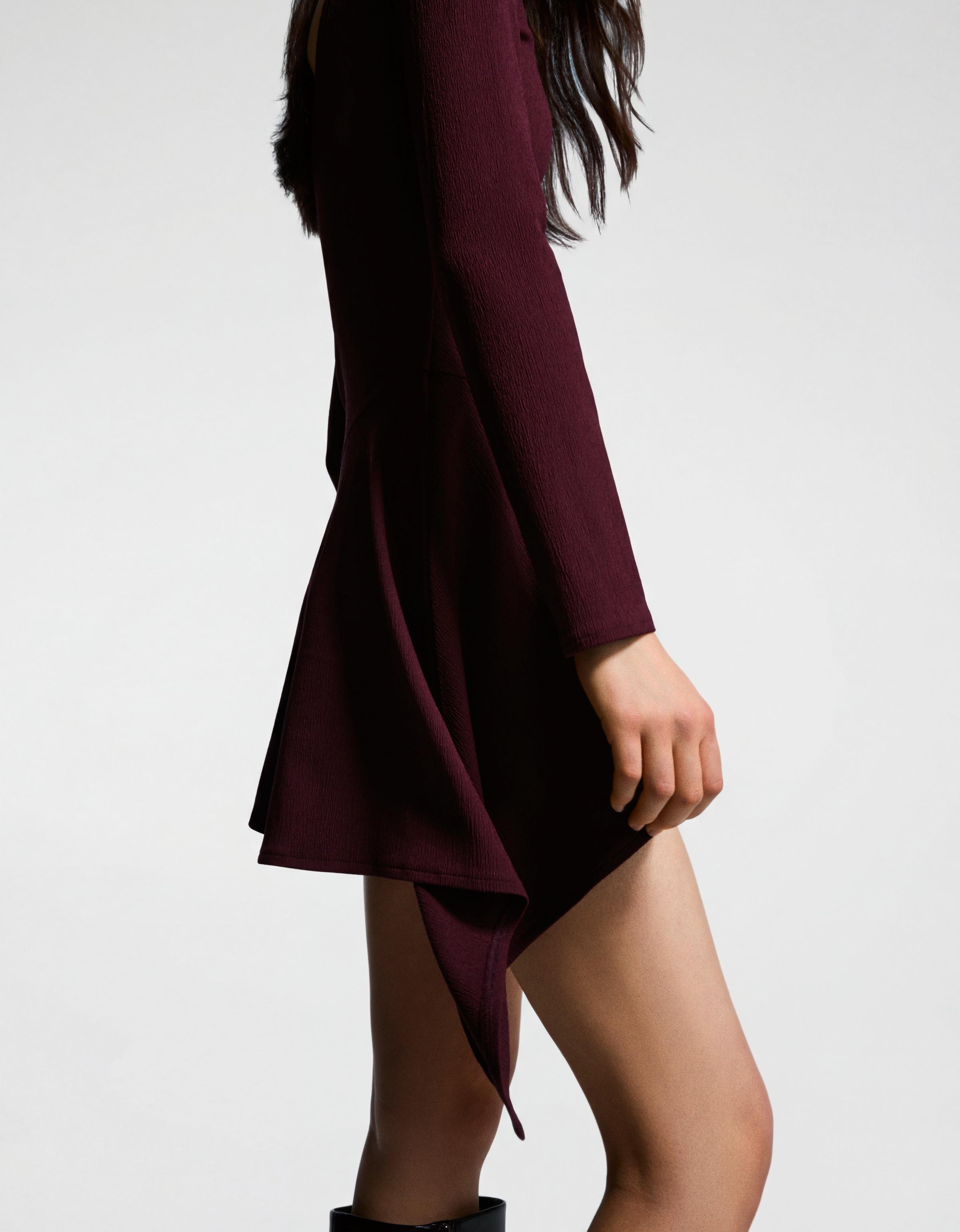 Asimetrik kloş uzun kollu mini elbise - Görsel 24