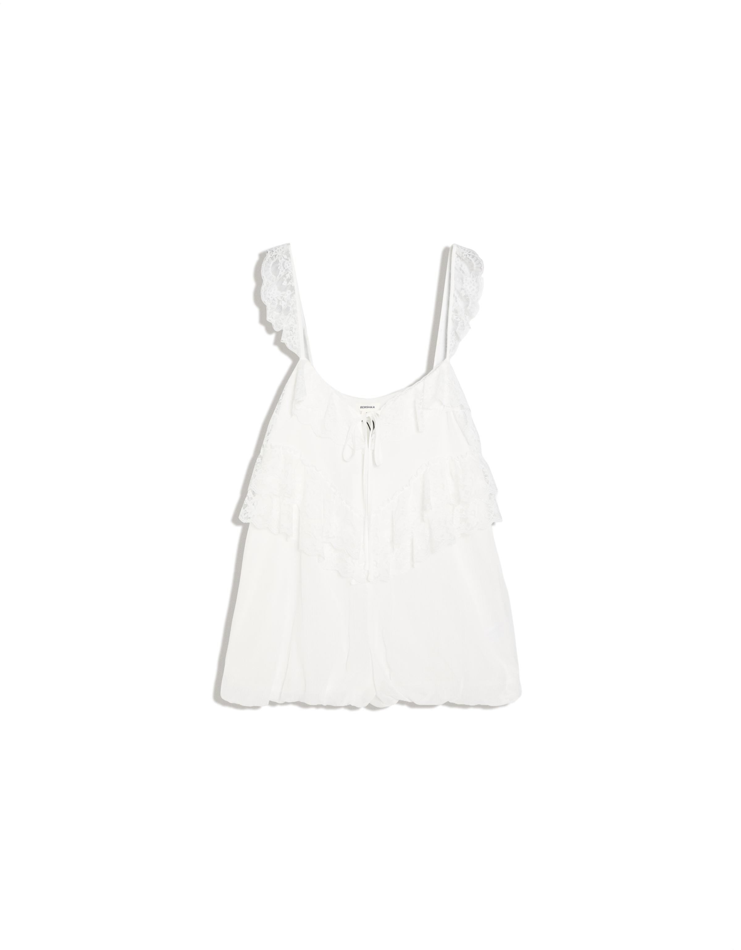 Romantic strappy lace jumpsuit — White