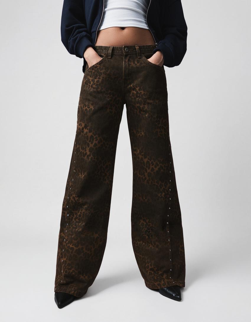 Pantalón straight sarga-Marrón