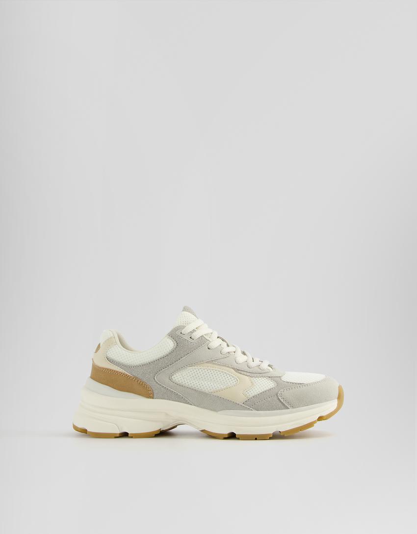 حذاء رياضي بتفاصيل نسيج شبكي-متعدد الألوان-5