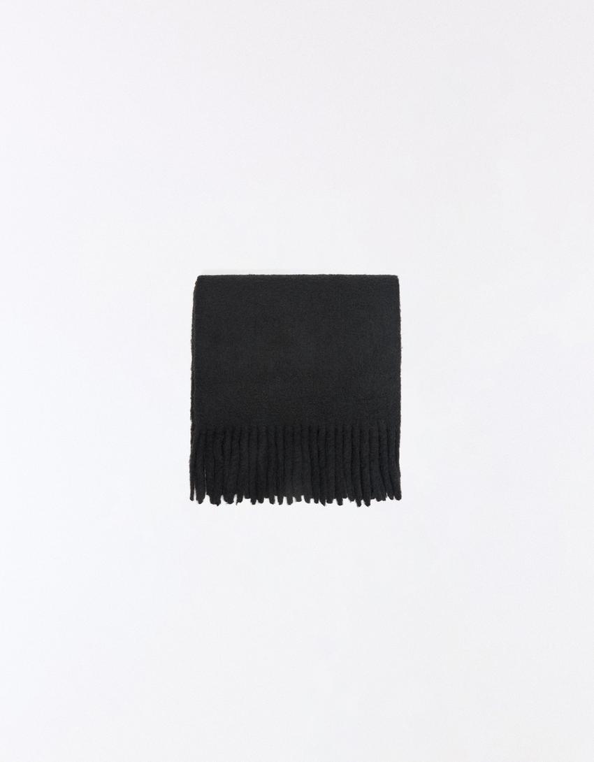 Dicker Schal mit Fransen-Schwarz