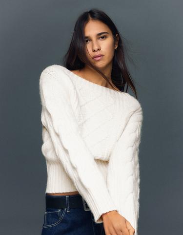 Braided boat neck jumper