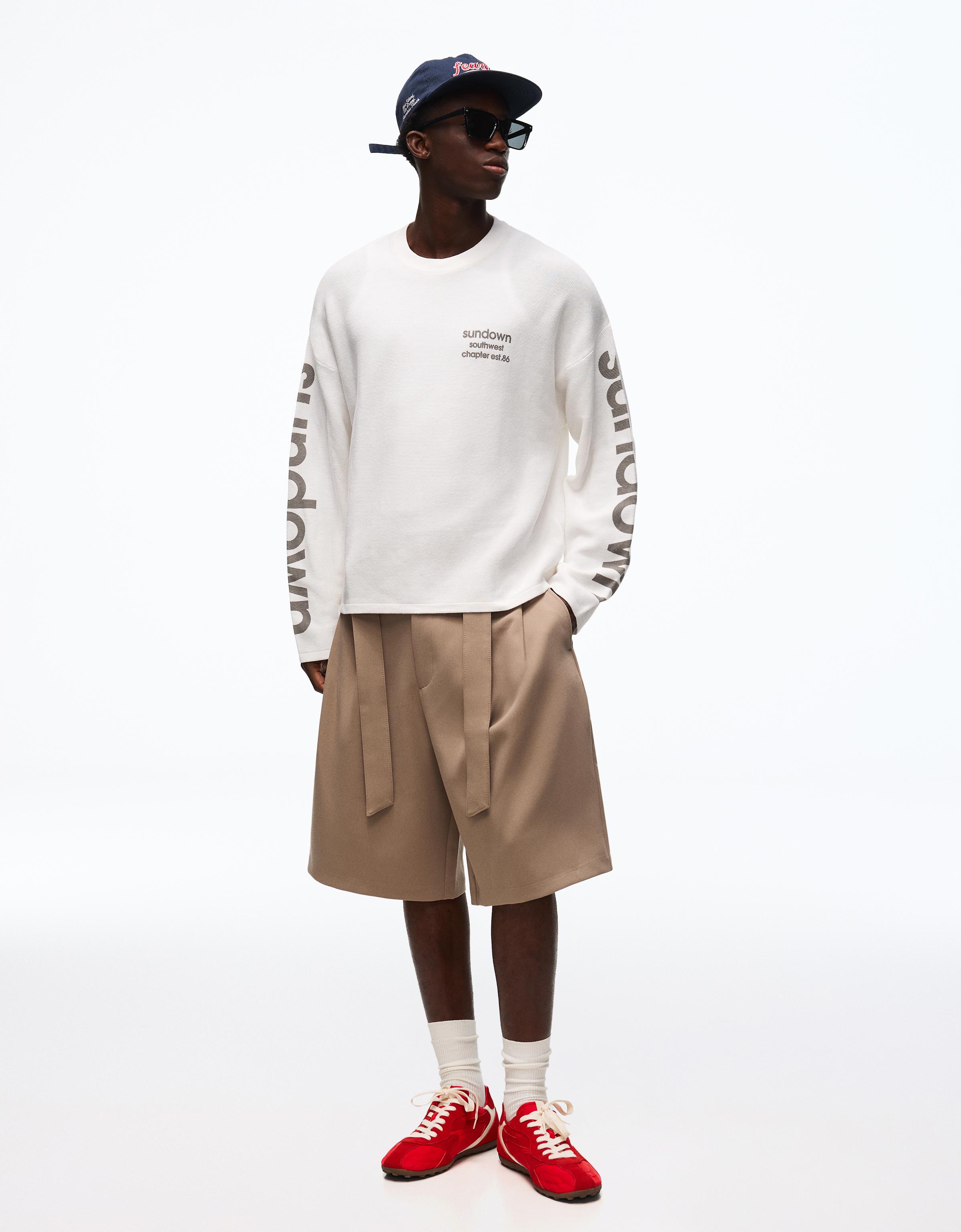 Textured print jumper — Off white