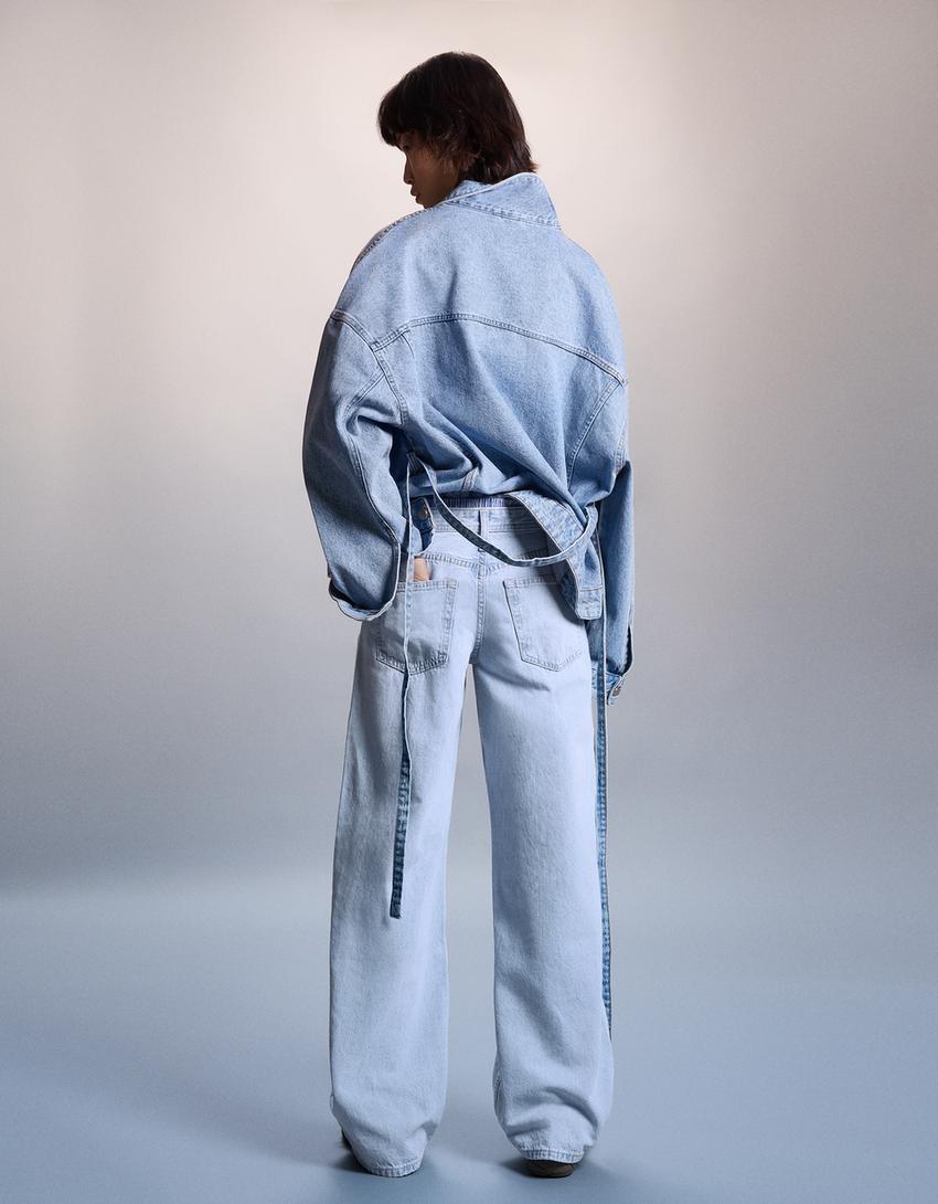 Low-rise straight-leg jeans-Light blue