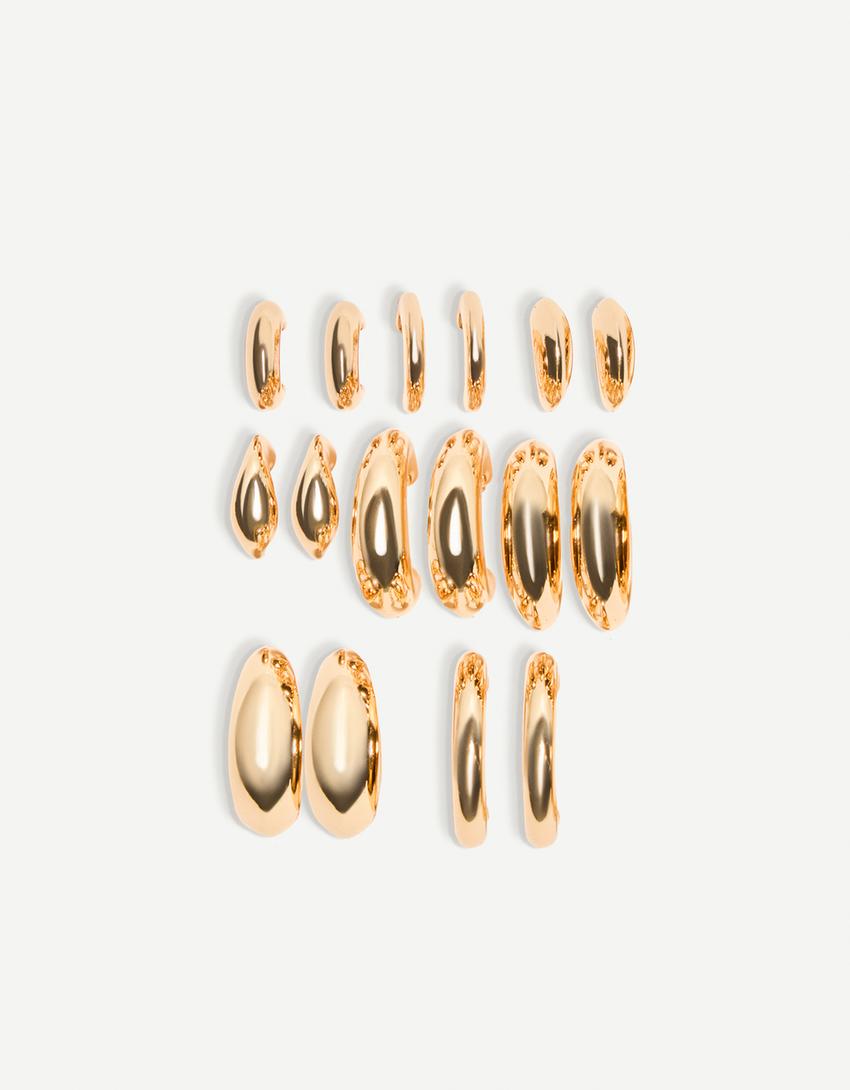 Pack 8 pendientes aros-Oro-1