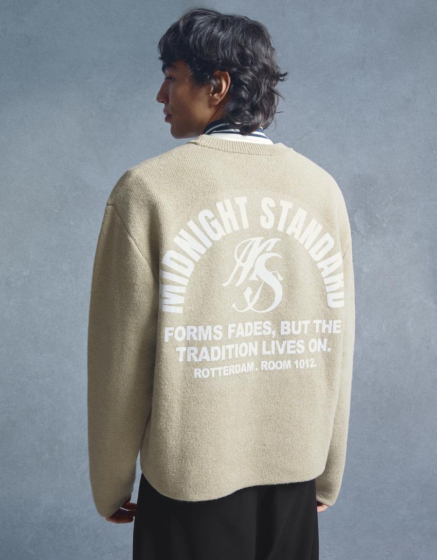 Pulover jacquard print-Verde