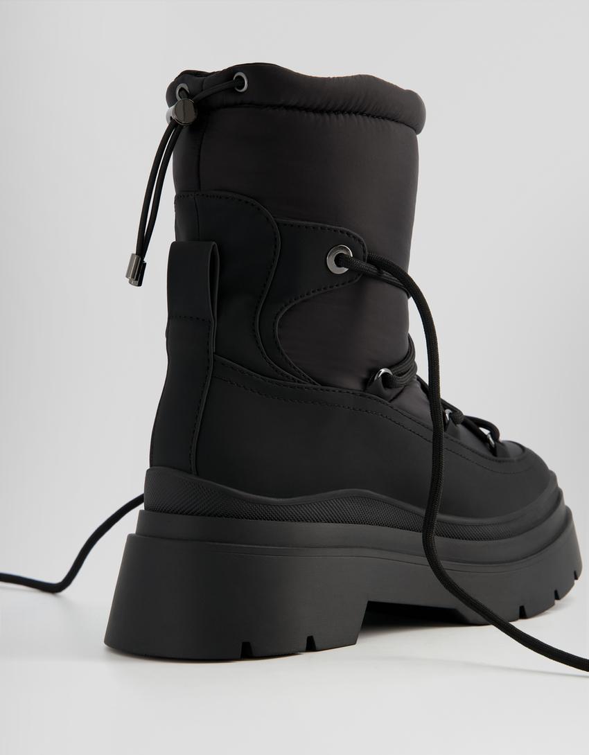 Botins acolchoados pormenor cordões-Preto-4