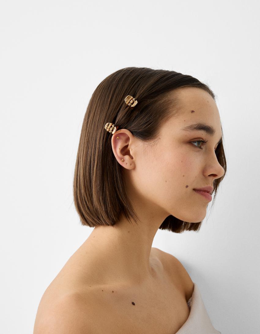حزمة مشابك شعر معدنية-ذهبي-3