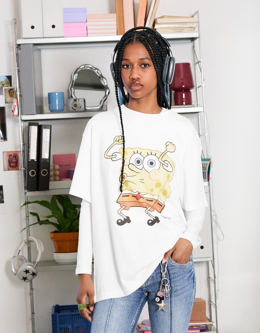 SpongeBob T-shirt met korte mouw-Wit-0
