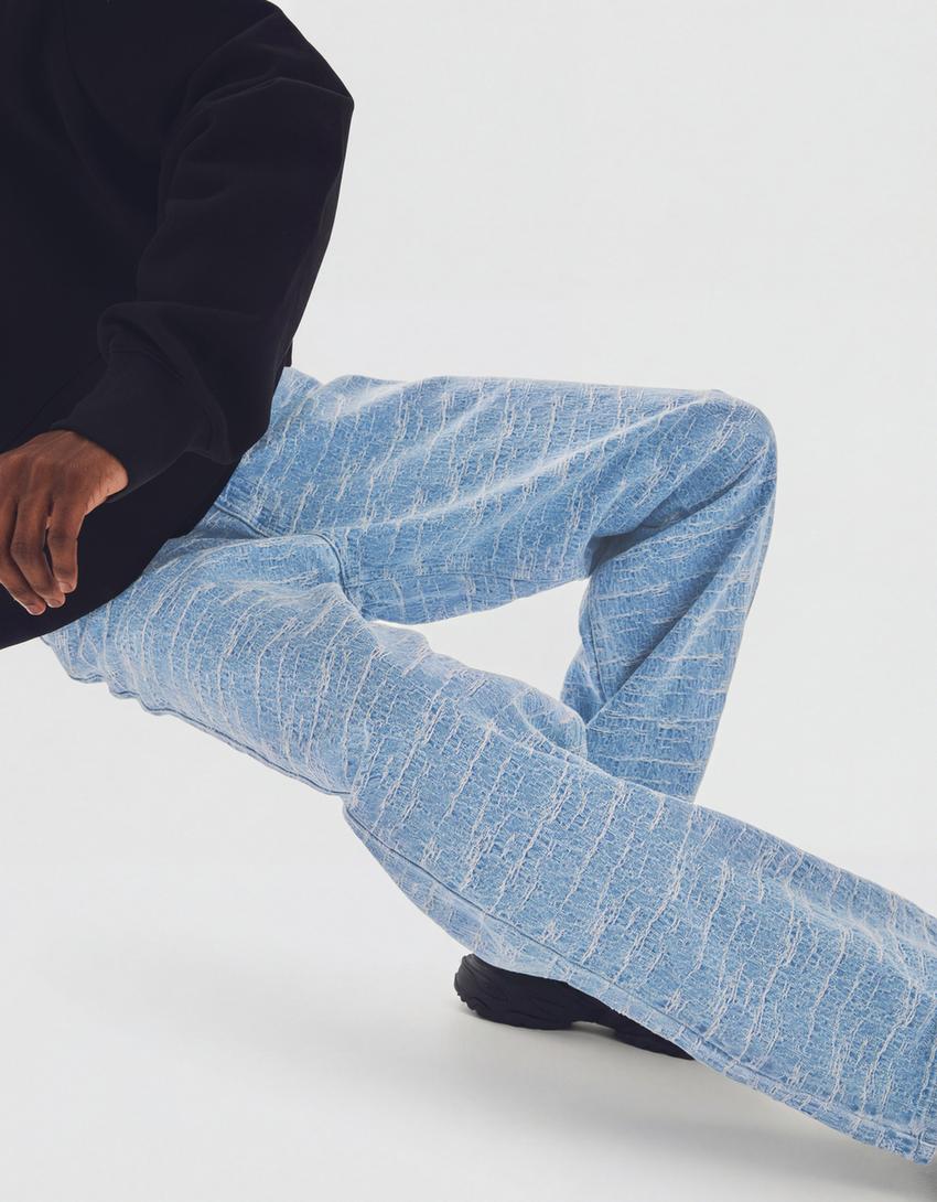 Jeans super baggy fit textura-Azul claro