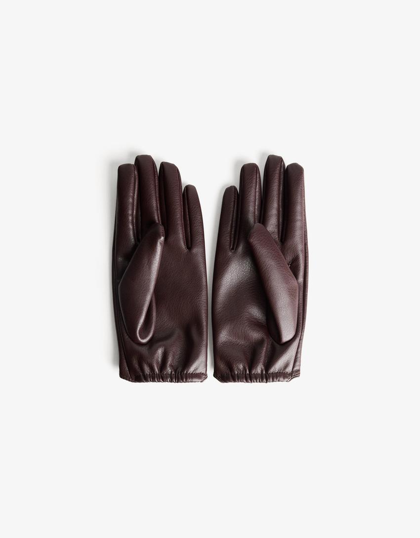 Gants similicuir-Marron