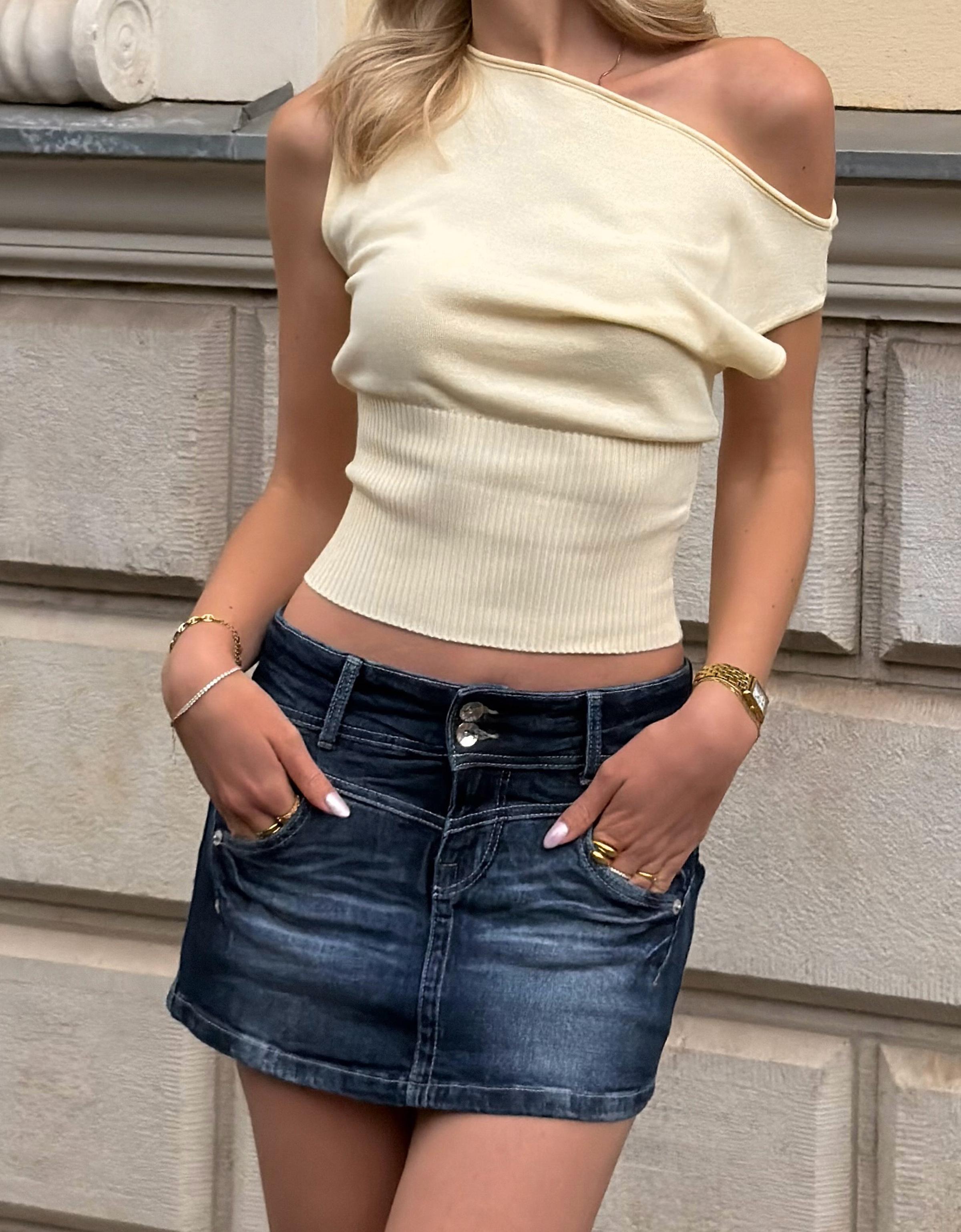 Denim skort — Blue