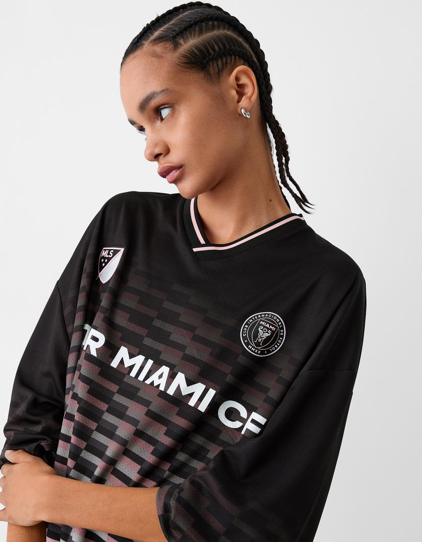 Мрежеста фланелка с щампа Inter Miami CF-Черно-3