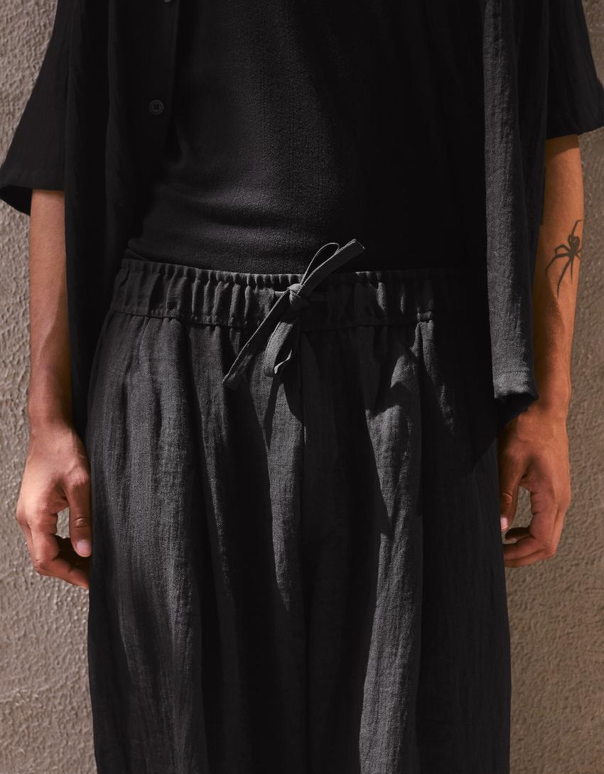 Pantalon baggy rustique-Noir