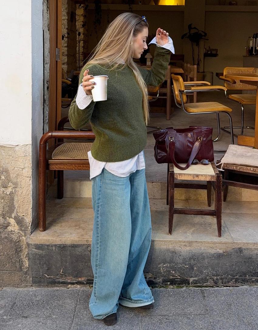 Tröja med rund halsringning-Grön