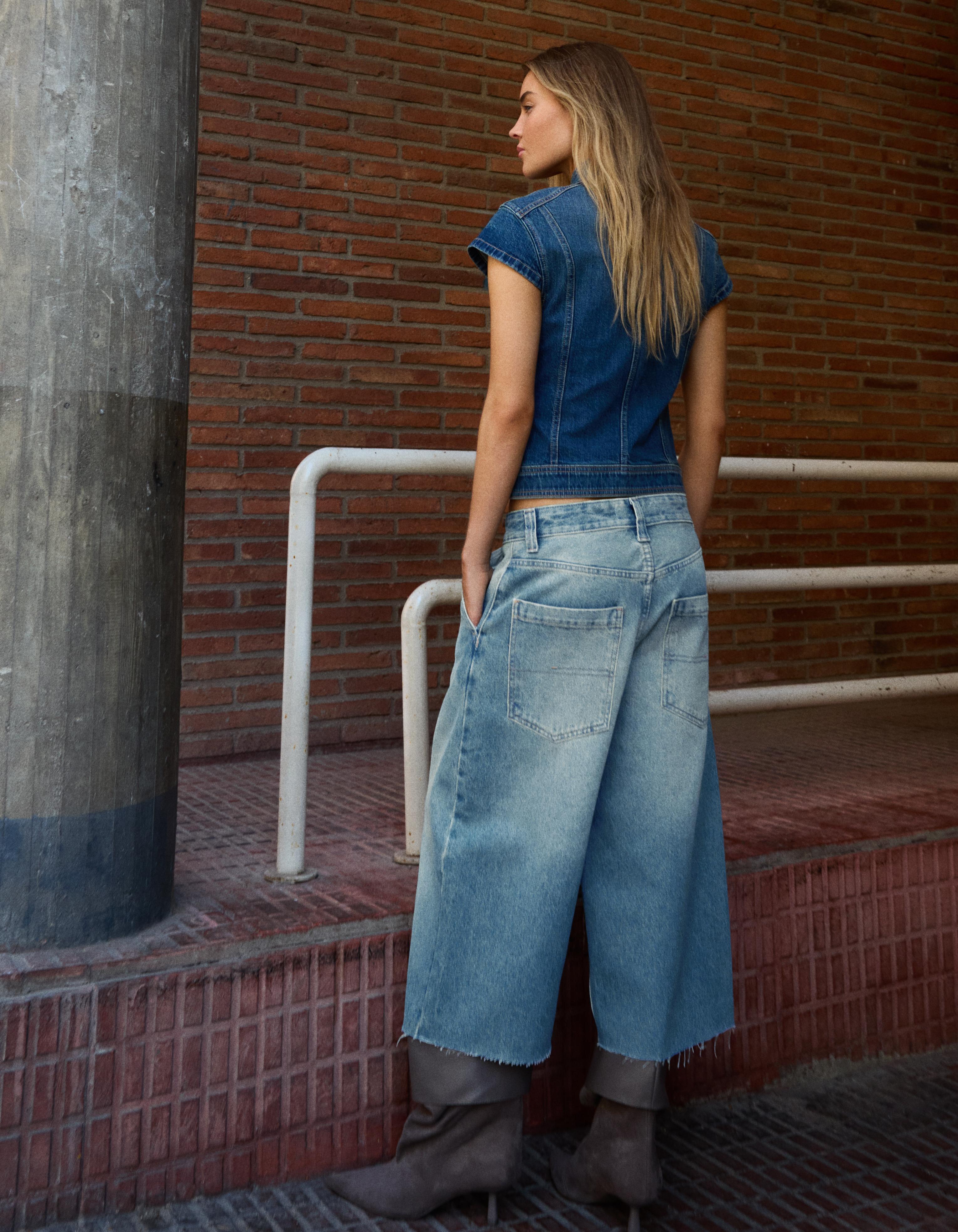 Denim skater jorts — Green