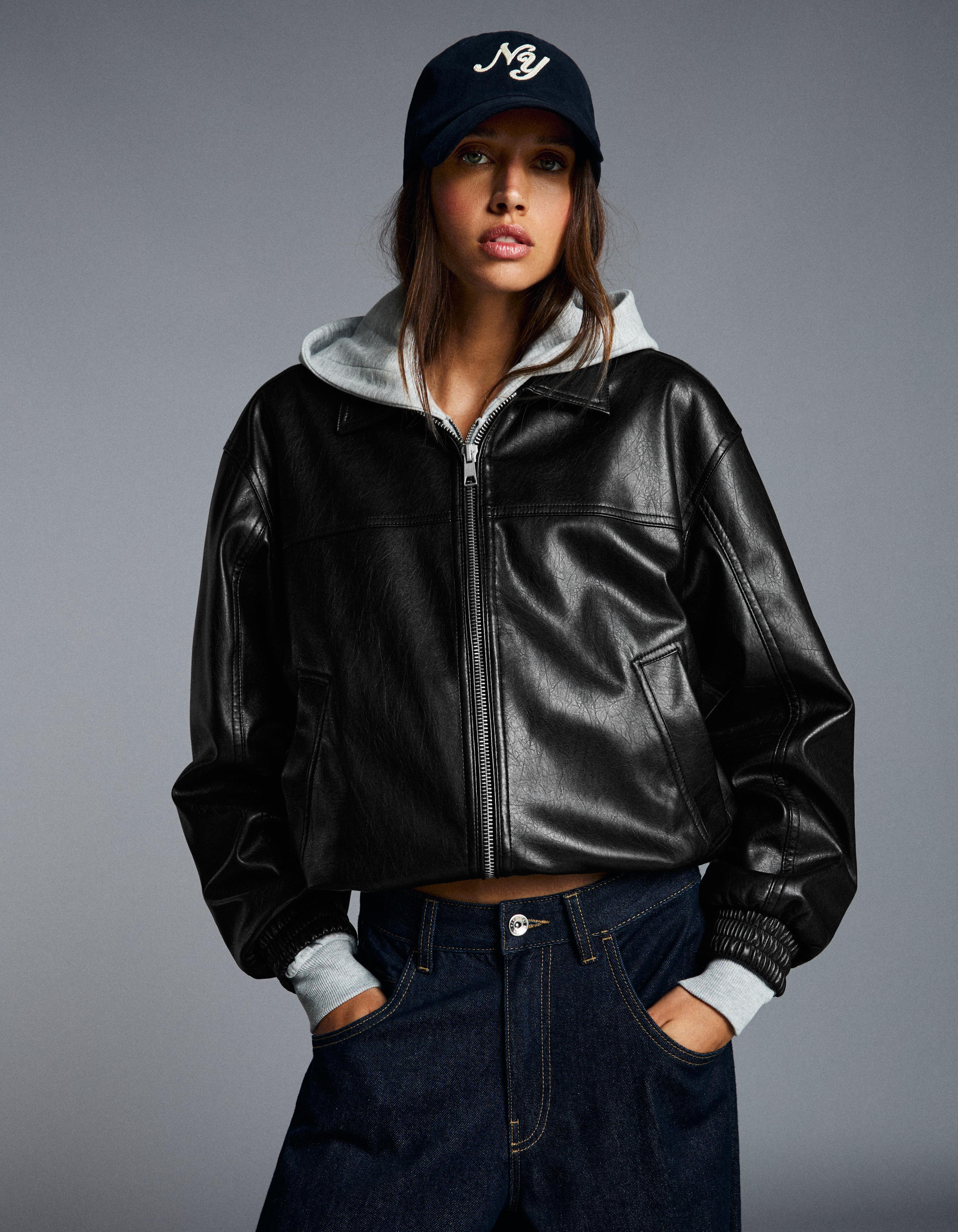 Leather effect jacket — Black