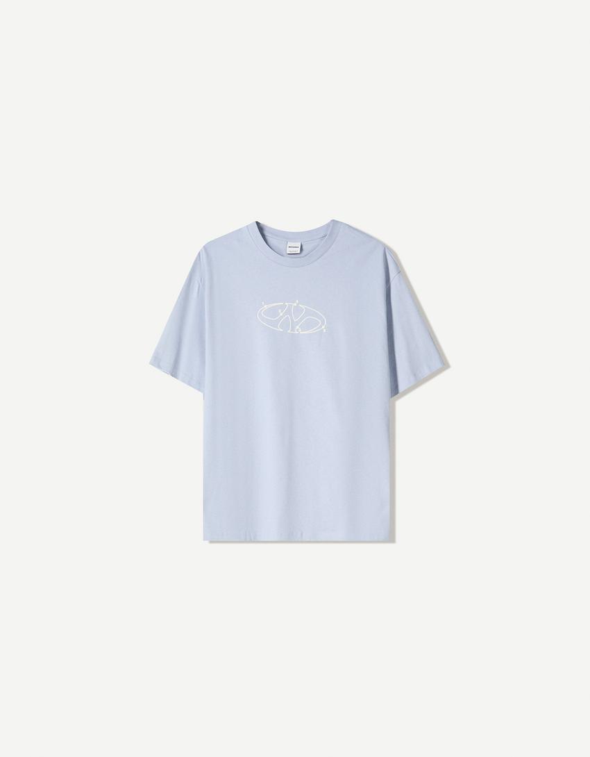 Short sleeve T-shirt with print-Blue-0