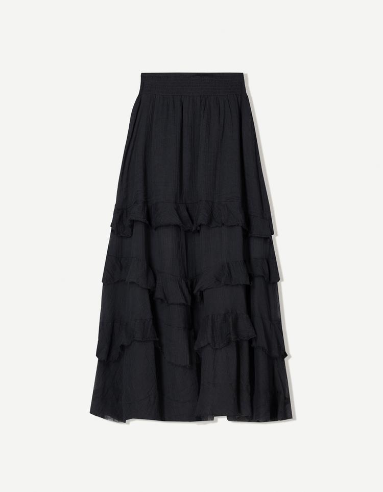 Ruffled maxi skirt