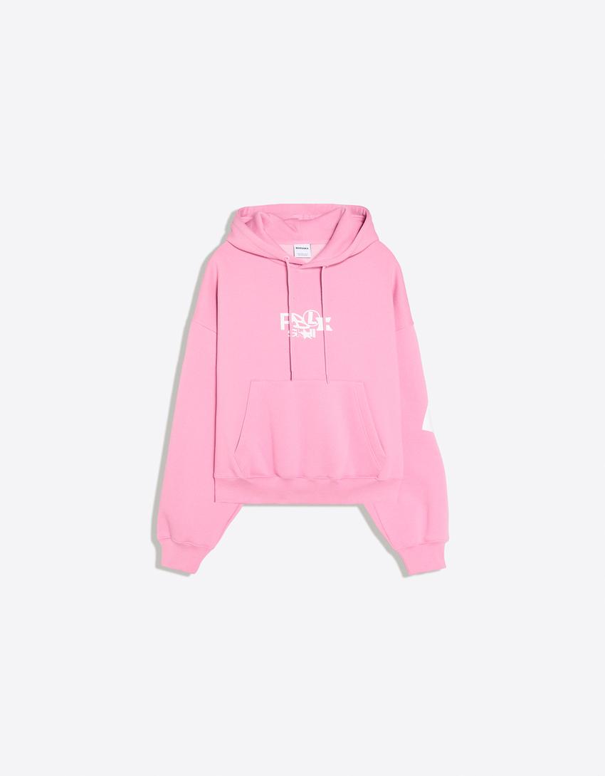 Kapuzen-Sweatshirt mit Print-Rosa