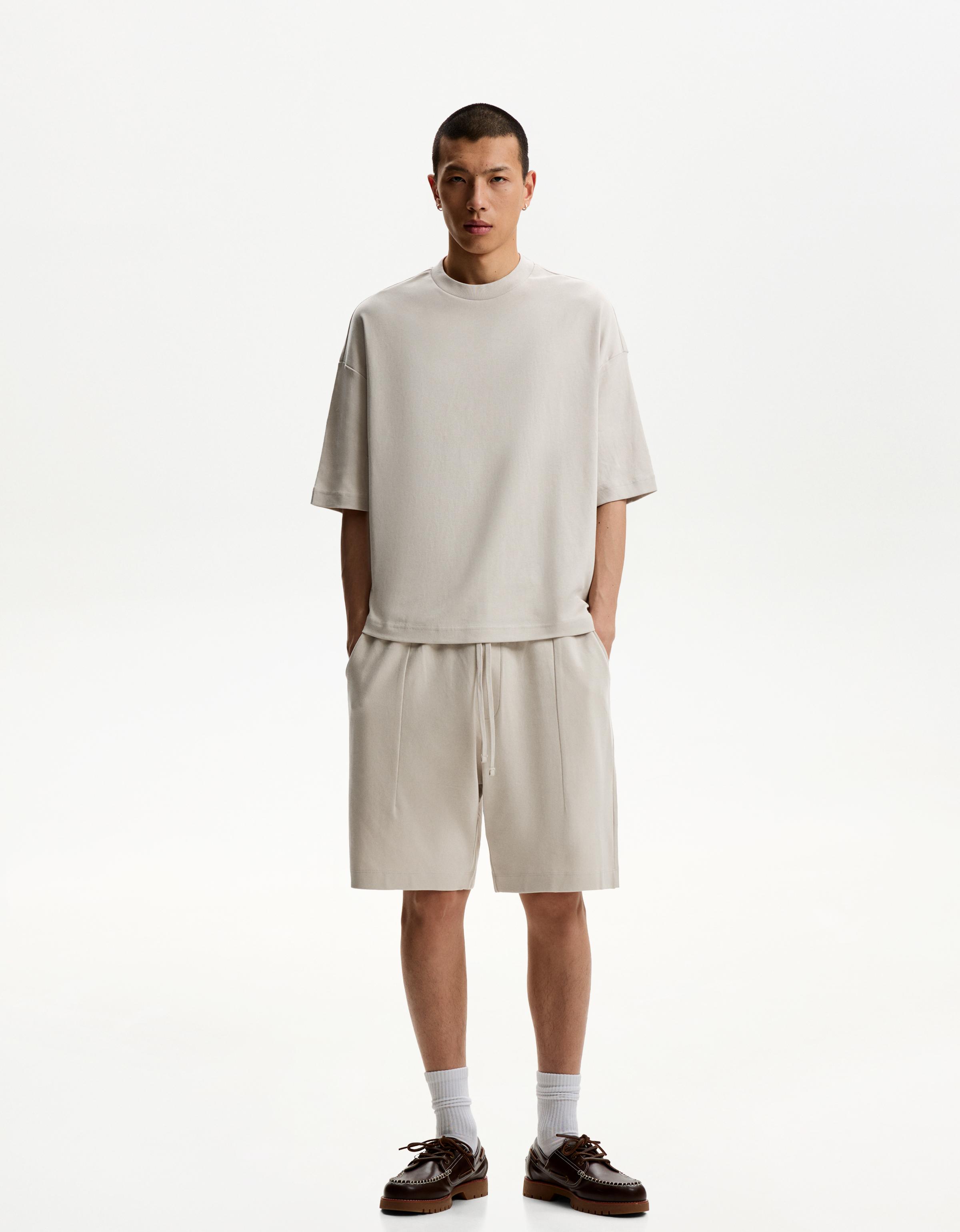 Bershka Bermudas Im Relaxed-Fit Herren S Steinfarbe