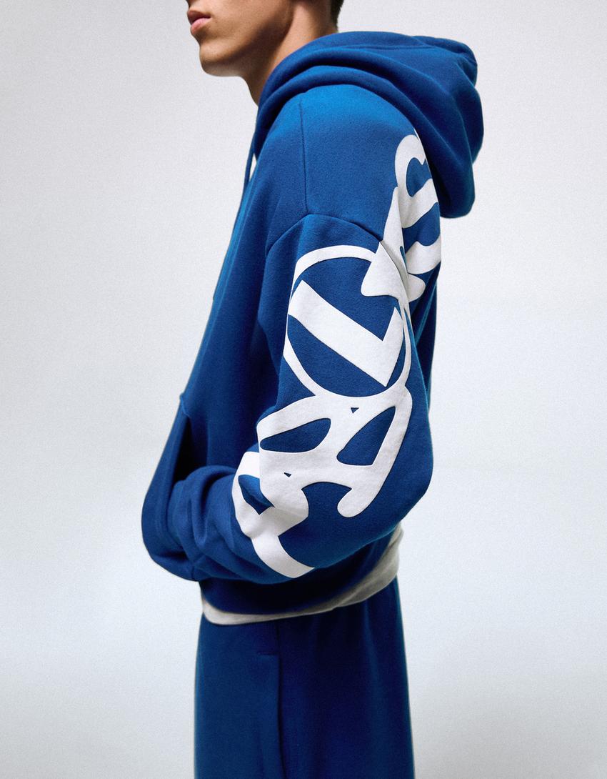 Sudadera capucha print-Azul
