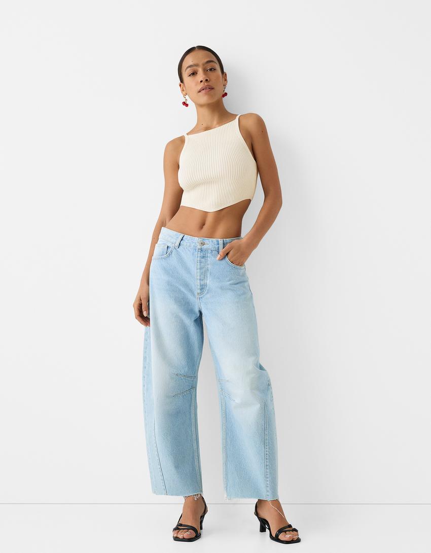 Strappy rustic top-Cream-3