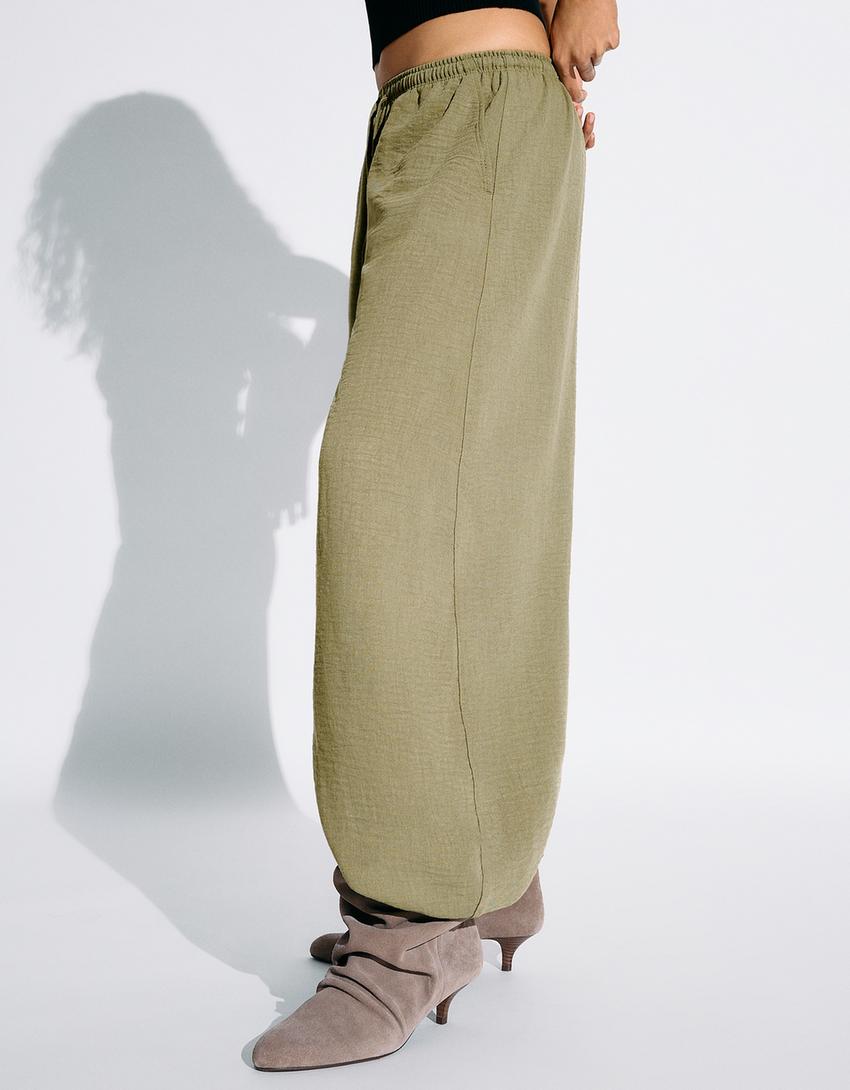 Rustic sarouel trousers-Khaki