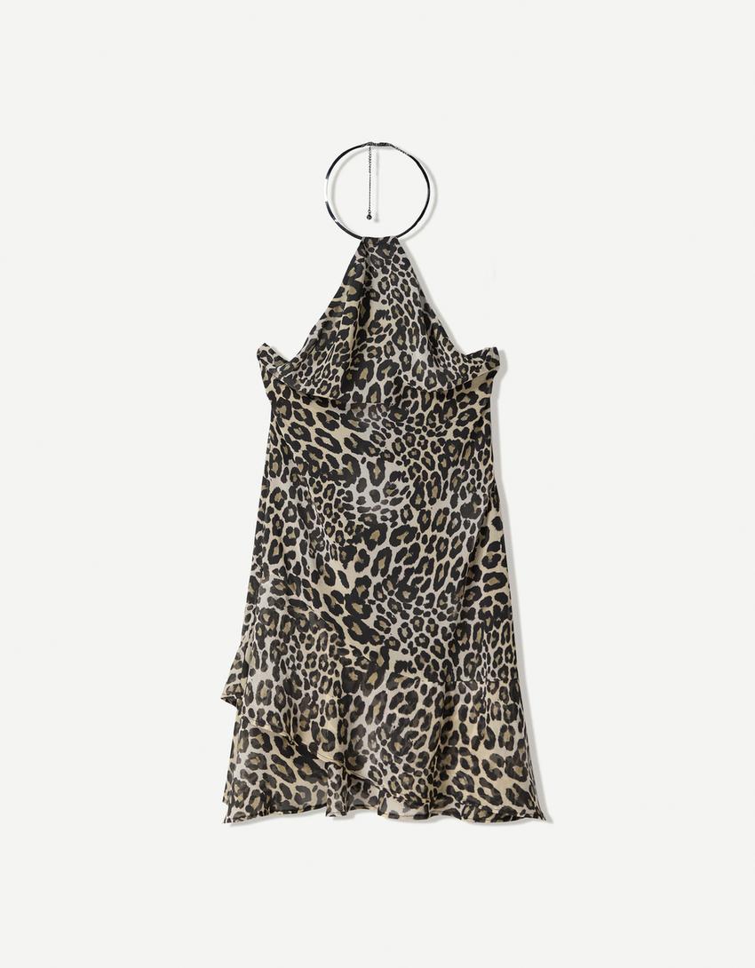 Vestido mini hebilla animal print-Multicolor-4