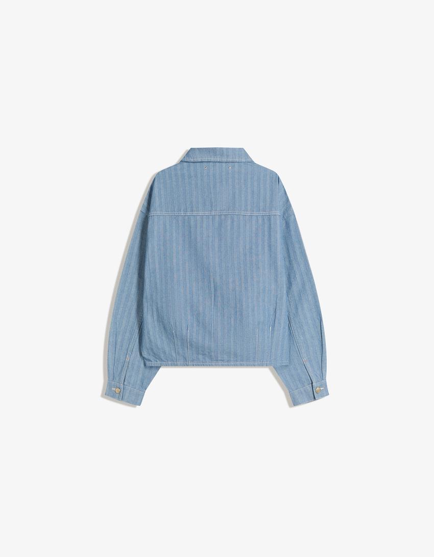 Cazadora denim rayas-Azul claro