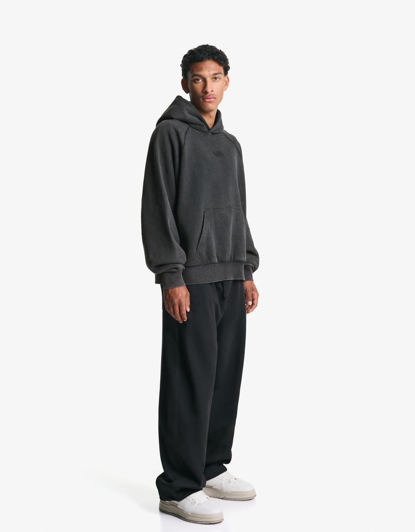 Boxy fit hoodie-Grey-3