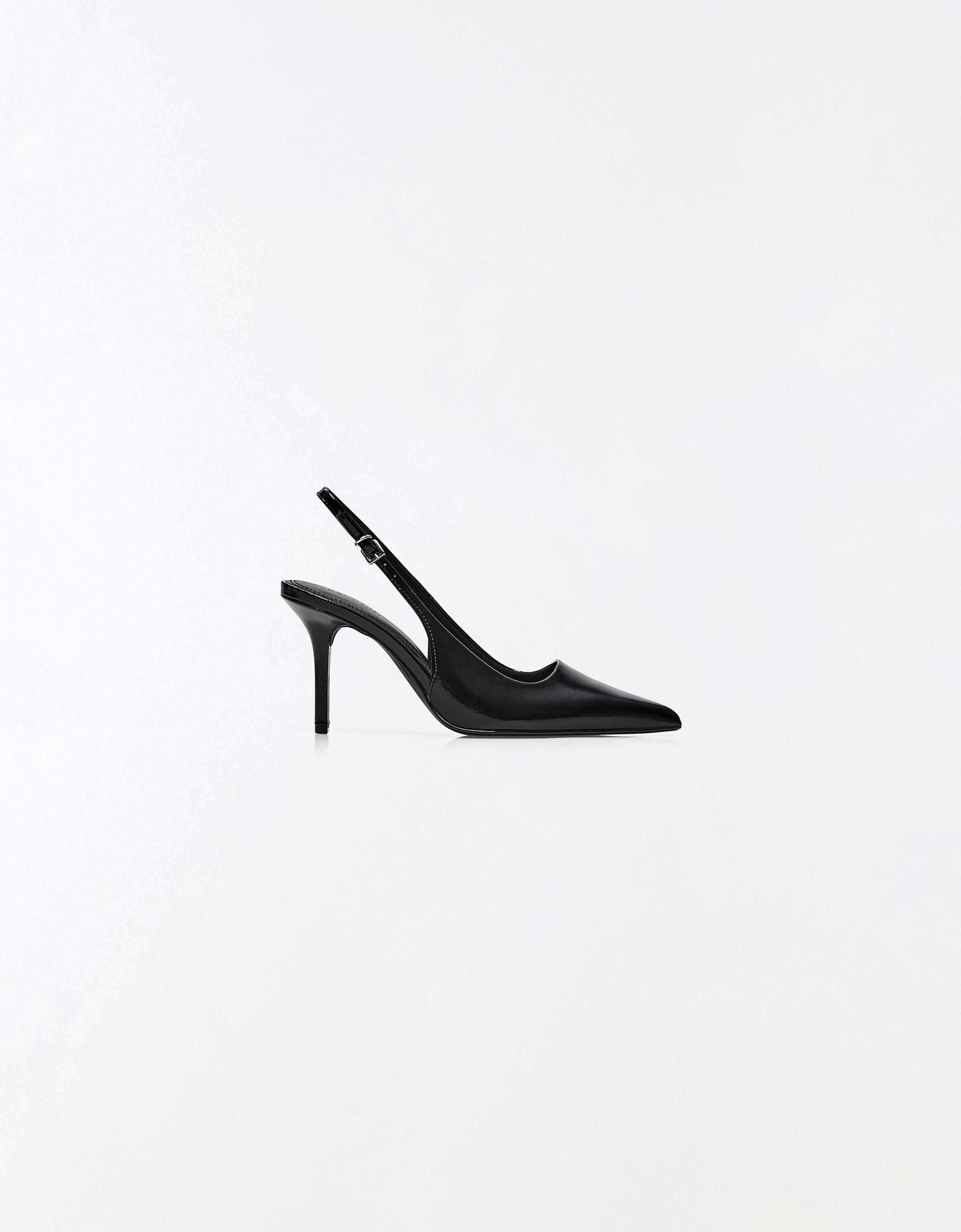 High-heel slingback shoes — BLACK