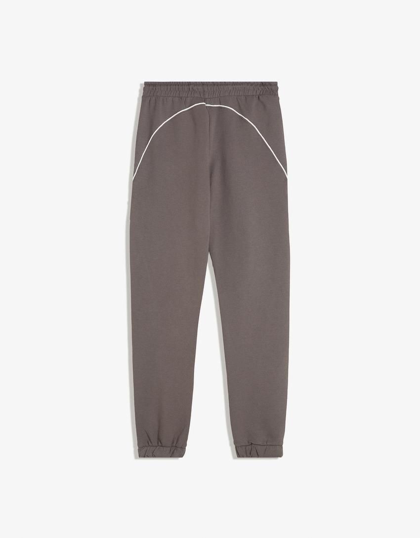 Pantaloni jogger in felpa-Grigio-1