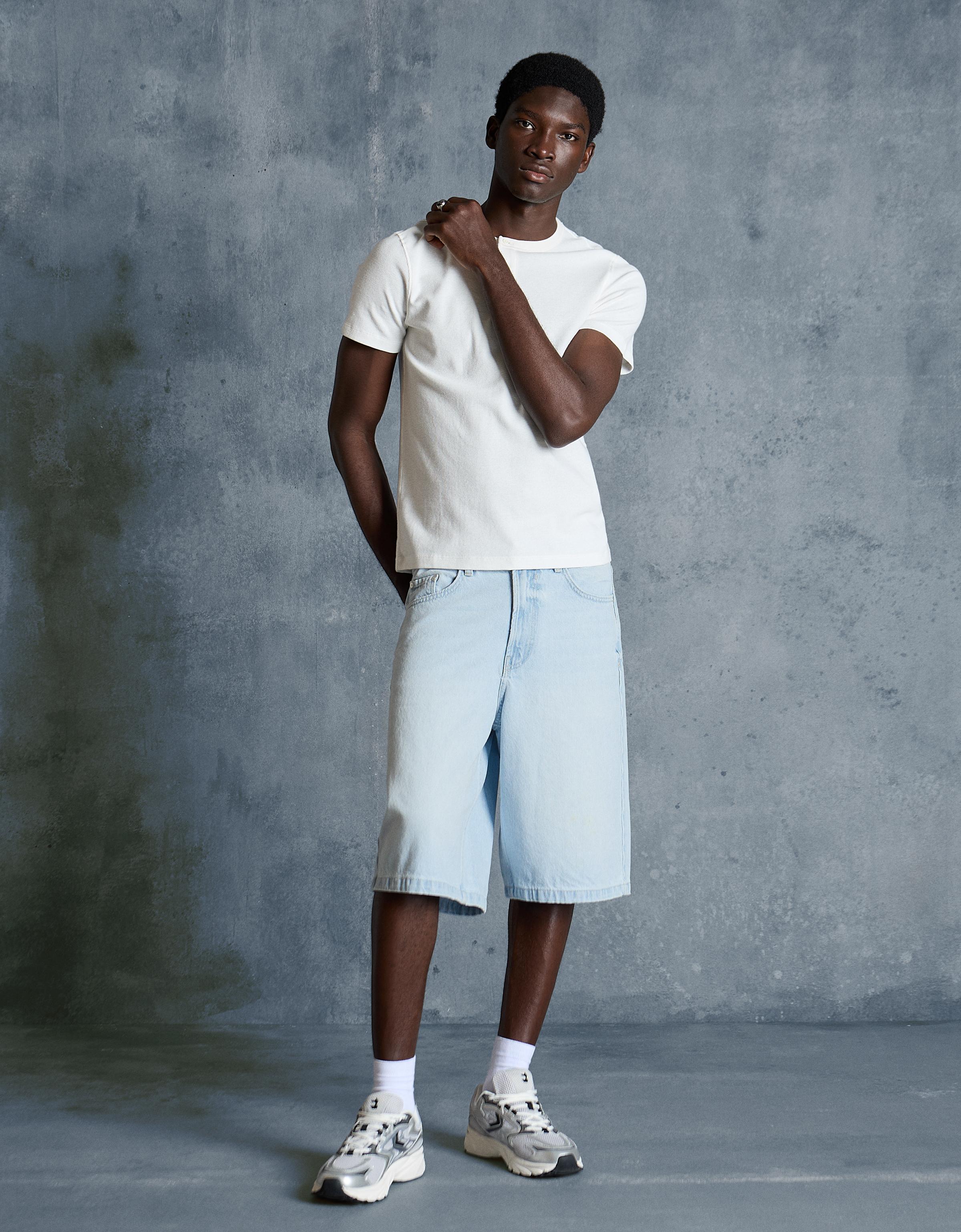 Baggy fit denim bermuda - Görsel 163