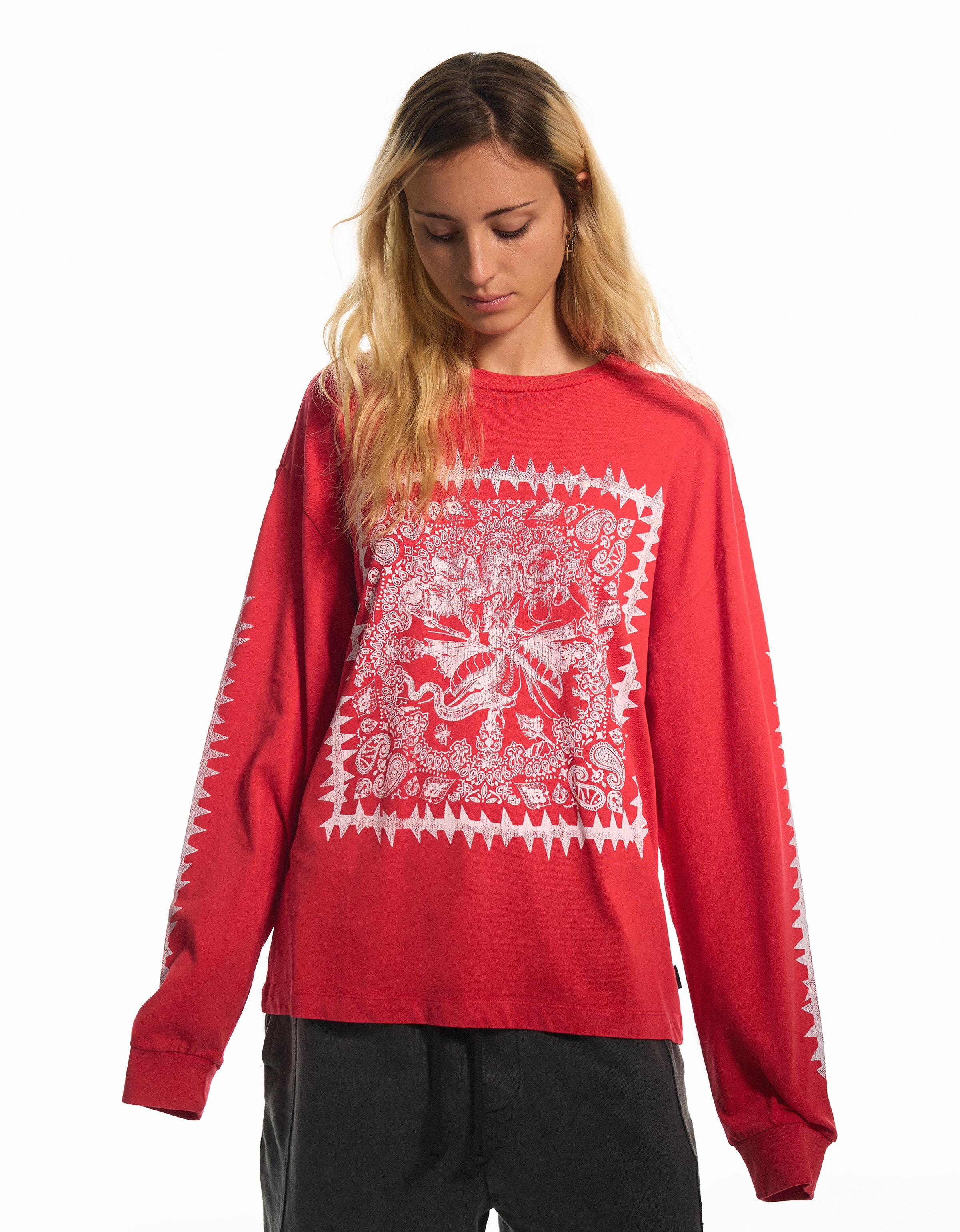 Bershka Uzun kollu ARIES X BERSHKA baskılı tişört görsel 3