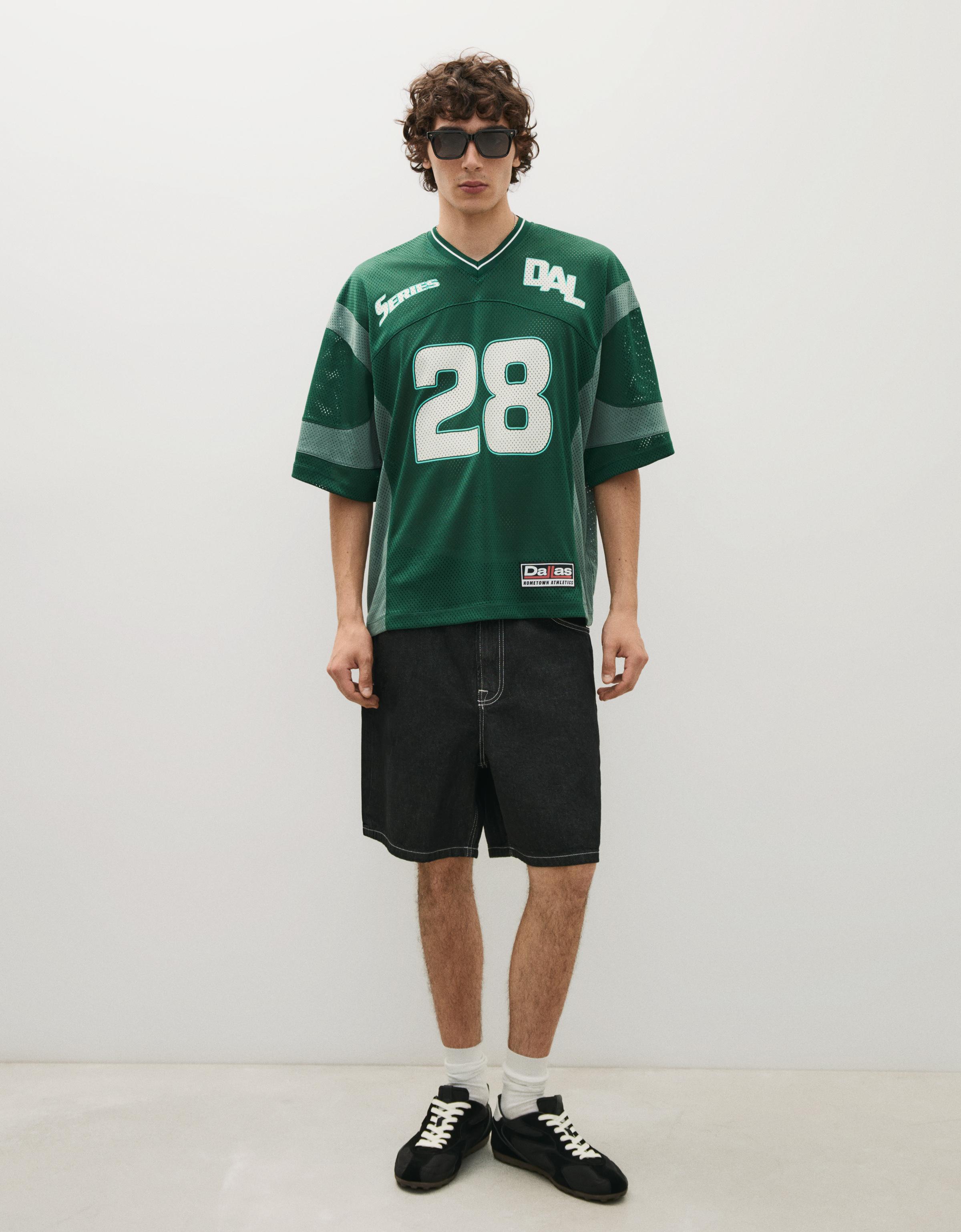 Baggy denim Bermuda shorts — Navy