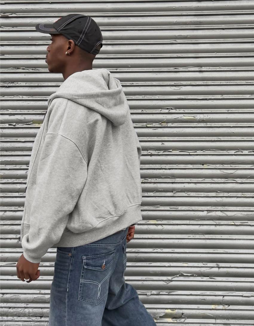 Jeans super baggy fit brodé-Bleu