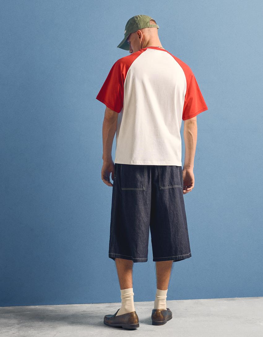 Parachute denim Bermuda shorts-Navy