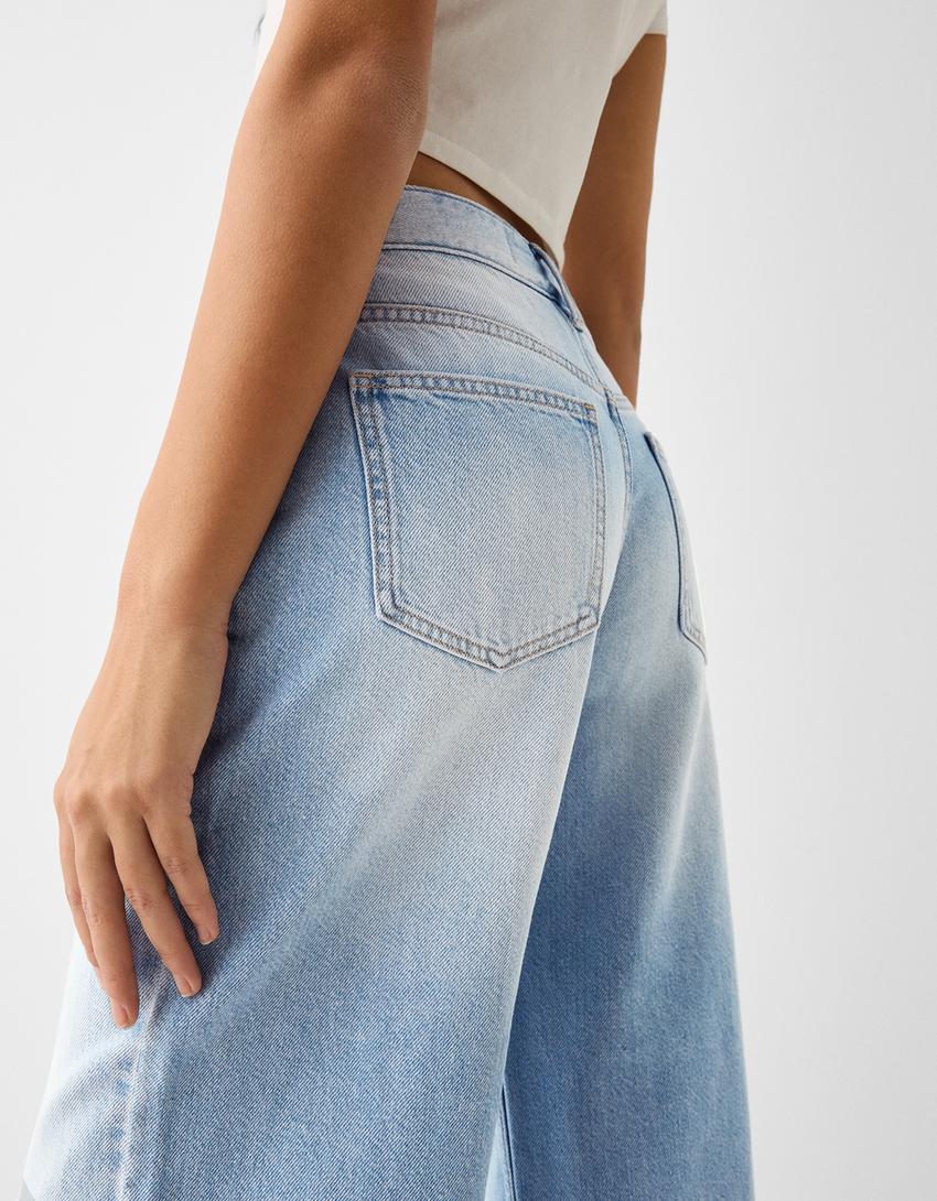 Wide-leg cropped jeans-Light blue-3