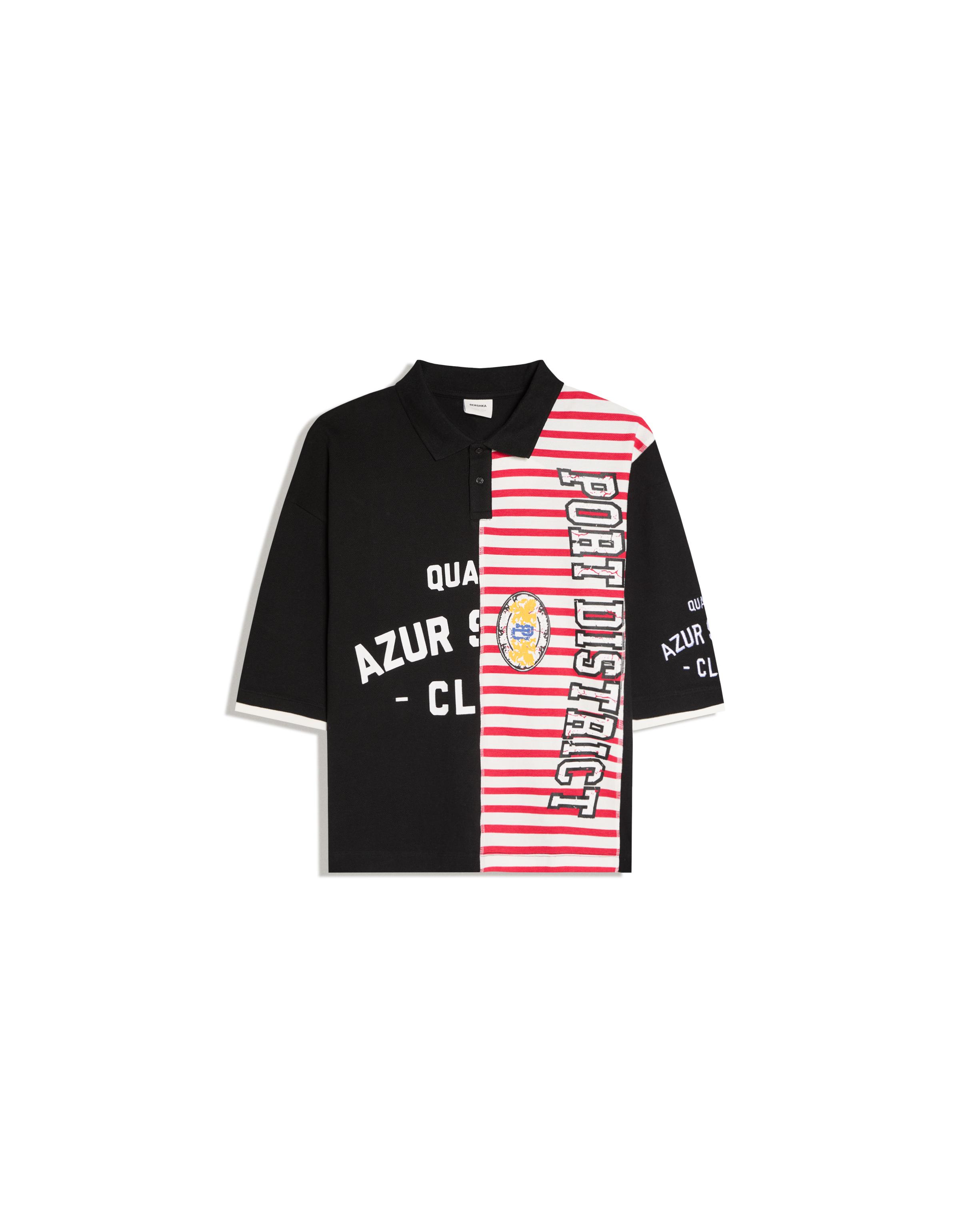 Short sleeve print polo shirt — Black