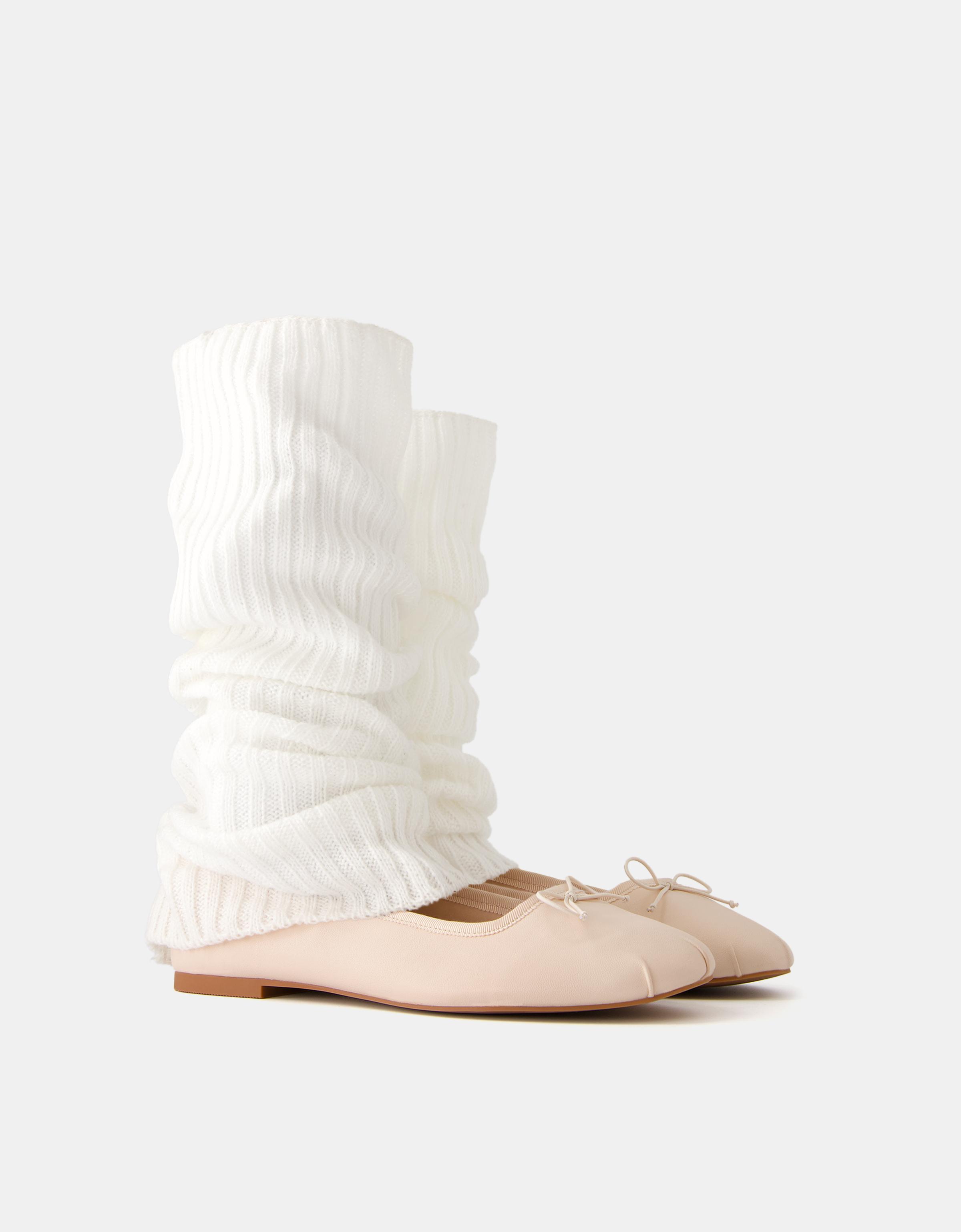 Bershka Ballerinas Mit Sock-Boots Damen 35 Beige